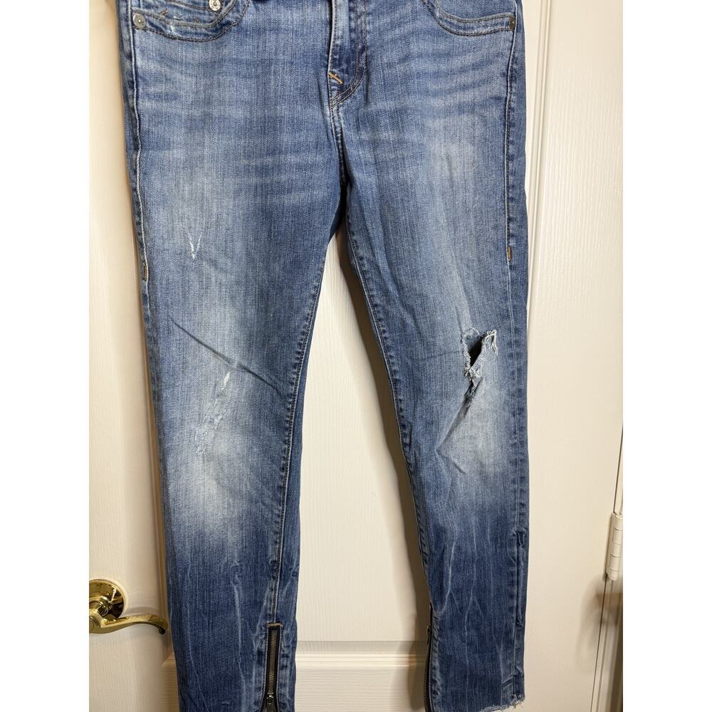 TRUE RELIGION Finn Slim Tapered Distress Frayed Denim Jeans Size 30
